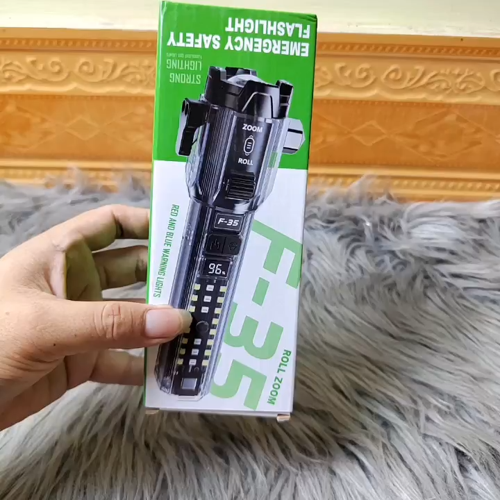 Đèn Pin Cầm Tay Đa Năng F35 Zoom Xa Gần Kết Hợp Búa Dụng Cụ Thoát Hiểm ...