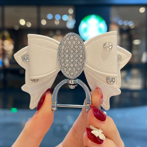 พวงกุญแจรถยนต์พวงกุญแจผู้หญิงประณีตพวงกุญแจโลโก้ป้องกันการสูญหายติดโบว์พวงกุญแจสายหนังขนาดเล็กดูแพง