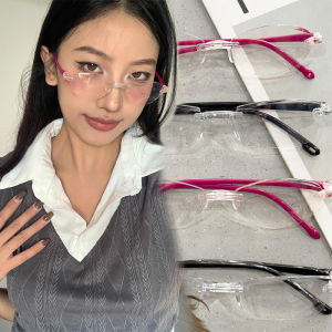 Y2K Frameless Glasses Anti Blue Light Eyeglasses Vintage Oval Eyewear Computer Spectacles Natural Beauty Artifact Dressing Accessories