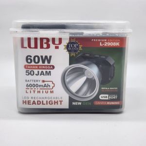 Senter kepala Luby 60 Luby L 2908 tahan lama 50 jam super fast charging cahaya putih / kuning