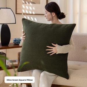 Green Sofa Pillow Luxury Modern Home Living Room Square Cushion Cover without Core Customizable PP Cotton Mixed Fabric