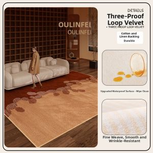 OULINFEI | Antique Style Elegant Brown Waterproof Easy-to-Clean Soundproof Carpet