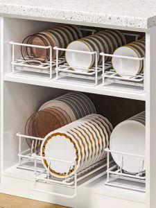No-Installation Dish Storage Rack Water Draining Cabinet Organizer