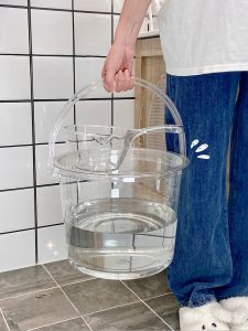 Thickened Plastic Water Bucket Transparent Lid for Washing Bathing And Water Carrying Large round Barrel for Student Dormitory