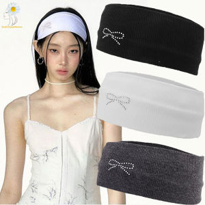 ที่คาดผมโบว์พลอยเทียมยางรัดผมสำหรับเล่นโยคะเครื่องประดับผมแฟชั่นสไตล์เกาหลี