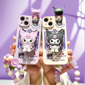 Kuromi  Phone Case Full Cover Cute Cartoon Soft Shell Protective Cover for  16/e15 14Promax 13 12 Series Girls Accessory