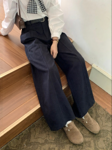 imimtuan | Quần Culotte Dáng Suông Thoải Mái Đai Đàn Hồi Một Phần Phong Cách Vintage