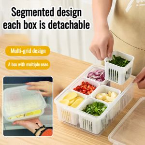 Refrigerator Draining Freshness Storage Box Crisper Plastic Large-capacity Double-layer With Lid Fresh Box Food Containers