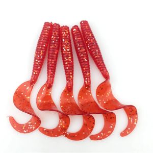 5pcs/Lot Long Tail Jig Wobbler Worm Soft Lures 8cm 4.2g Salt With Fishy Smell Silicone Artificial Bait Swimbait Carp Bass Tackle