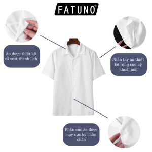 Áo sơ mi ngắn tay nam nữ Cổ Vest tay ngắn form rộng vải cotton lụa mềm mại chống nhăn