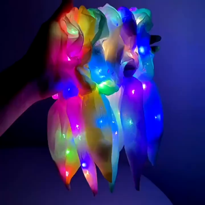 ⭐Light Up Hair Bows Scrunchies LED Rabbit Bunny Ear Scrunchie Ponytail Holders Glow In The Dark Neon Party Supplies⭐