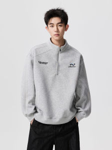 WUKONGYOUHUO | Retro Embroidery Loose Fit Half Zip Hoodie