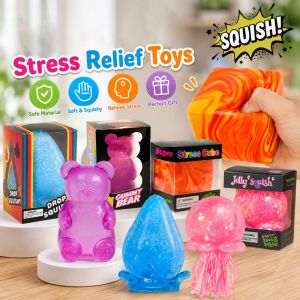 Needoh Squishy Sensory Toys Cube Bear Water Drop Jellyfish Gel Soft Slow Rebound Anti Stress Relief Stretchy Birthday Gift