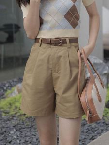 Cotton Leisure Bermuda Shorts Womens Summer Thin High Waist Loose Style Workwear Reflective 3D Effect ASOS Street Style