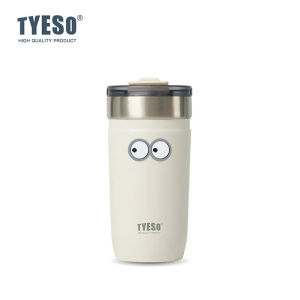 TYESO | Tyeso 550ML 304 Stainless Steel Insulated Mug Matte Minimalist Tumbler with Straw Coffee Cup for Ice Drink Hot With Eye Sticker