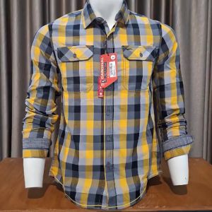 Cardinal C2542J07A Pakaian Pria Kemeja Lengan Panjang Slim Fit Katun Kuning