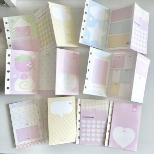 6pcs Pink M5 Tri-Fold Page Dreamy Sweet Style Loose-Leaf Book Replacement Inner Core Notebook Divider For Planner Diary Book