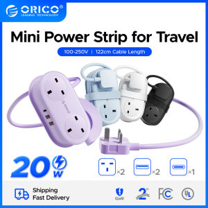ORICO Portable Travel Power Strip Mini Socket with 2 USB Ports with 122cm Small Extension Cord【UK Plug】(AP3-2A2U1C-UK)
