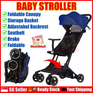 Baby Stroller with Foldable Canopy Blue Travel Stroller with Adjustable Backrest Brake and Storage Basket Lightweight Self-Folding Infant Stroller for Newborns to 3 Years Old