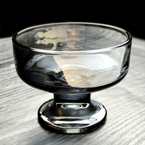 Delicate Crystal Glass Cup with Stand Premium Ice Cream Cup Small Plate Cake Fruit Tray Container Luxury Style Fruit Dessert