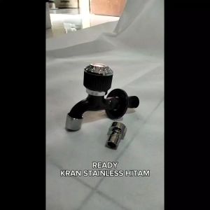 KRAN TEMBOK STAINLESS HITAM / KRAN KAMAR MANDI STAINLESS HITAM UKURAN 1/2