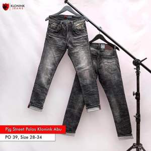Celana sobek panjang pria klonink denim slim fit Jeans