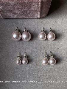 Sunny Zoo Mantarose Cold Tone Pink Purple Pearl Earrings French Style Gentle Atmosphere Sensation Ear Jewelry for Women