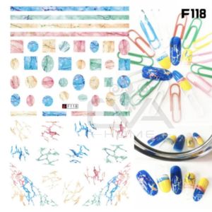 Sicker Dán Móng Tay 3D Nail Sticker Tráng Trí Hoa Văn Vân Đá Sắc Màu F118