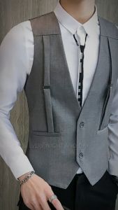 Áo Gile nam Áo gile tạo đai cách điệu lịch lãm trẻ trung phong cách hiện đại tạo điểm nhấn cho các tổng tài mã N41
