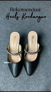 MH Sandal heels wanita mules hak kaca 7cm sandal wanita kekinian