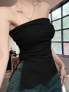 Áo Ngắn Nữ Thường Ngày Mùa Hè Street Style Áo Khoác Ngoài Base Chest Wrap Áo Vest Ngắn Áo Khoác Ngoài Bằng Vải Tổng Hợp