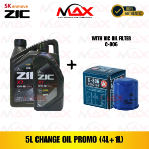 SK-ZIC 5 Liters X7 10W40 For GASOLINE Engine with C-806 Vic Oil Filter Bundle