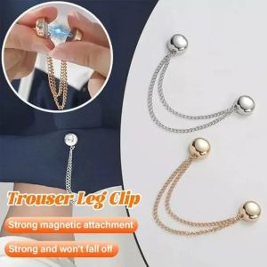 ห่วงแม่เหล็กห่วงโซ่เข็มกลัดประณีตม้วนขึ้นคลิปโลหะอัลลอยแบบ DIY ตะขอขากางเกงอุปกรณ์เย็บผ้ากางเกงหัวเข็มขัดปรับความยาวได้