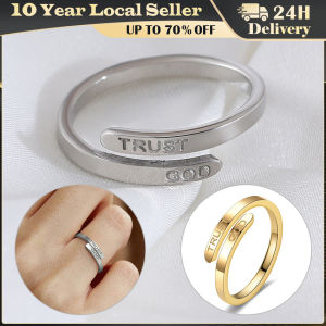 Engrave "TRUST GOD" Adjustable Rings Personalized Custom Stainless Steel Ring for Women Men Wedding Jewelry Gift