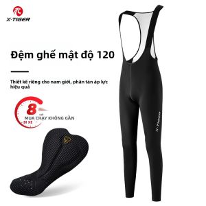 Quần Bib Đi Xe Đạp Chuyên Nghiệp X-TIGER Dành Cho Nam 120 Quần Đạp Xe Có Đệm Mật Độ Cao 8 Giờ Quần Thun Co Giãn Màu Đen Xuân Thu