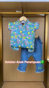 X BABY Setelan Anak Perempuan Lengan Pendek & Set Anak Cewek Katun Bunga Kasual Style Usia 1-4 Tahun