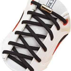 1 Pair Elastic Shoelaces Round Metal Lock Shoe Laces Without Ties Convenient And Safe Lazy Shoes Lace For Sneakers Accessories