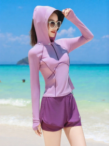XTEP | Hooded Conservative Waist-Shaping Beach Vacation Swimwear Separate