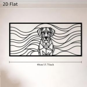 CIFbuy | CIFBUY 2D Geometric Dog Metal Wall Art Iron Line Mural Plaque for Living Room Bedroom Office Minimalist Home Decor