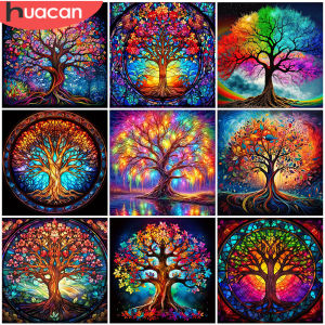 HUACAN Coloring By Numbers Landscape Wall Decor Painting By Numbers On Canvas Tree Of Life Adult Art Hobby Kit