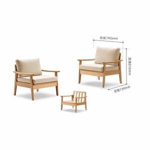 YUANSHI YUANSU | All-Season Solid Wood And Fabric Sofa 3-Seater