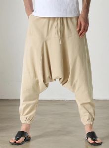 Quần Harem Nam Chất Liệu Cotton Linen Kiểu Dáng Rộng Rãi Thoải Mái Ống Rộng Cạp Trễ Phong Cách Hip Hop Dài Đến Mắt Cá Chân.