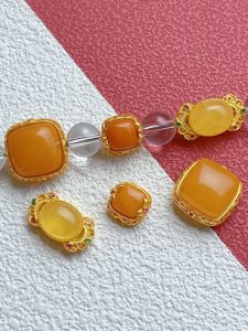 925 Sterling Silver Gold Plated Handmade Beads Natural Honeycomb Spacer Beads DIY Jewelry Accessories Fashionable Trendy