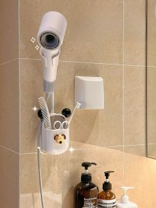Hands-Free Bathroom Hair Dryer Holder Wall-Mounted Plastic Storage Shelf Release Your Hands When Putting down the Hair Dryer