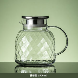 High Borosilicate Glass Water Pot Heat Resistant Tea Brewing Bottle Cold Water Cup Fridge Cooling Set Japanese Style Handmade