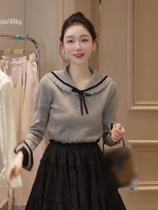 Áo Len Dệt Kim Cổ Búp Bê Thời Trang Oajer Flagship Store Đầu Thu Có Nơ Bướm Trẻ Trung Thanh Lịch Dài Tay Thường Ngày