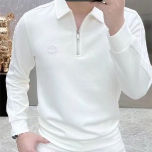 Autumn Winter Fashion Simple Embroidered Patchwork Zipper Hoodie Mens Collar Casual Solid Color Long Sleeve Streetwear