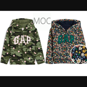 (12-16kg) Áo khoác bé gái xuất dư chất nỉ bông mỏng vừa size 3Y 4Y họa tiết hoa nhí xanh bộ đội (akbg akbggp vnxk)