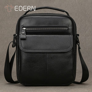 EDERN Genuine Leather Shoulder Bag for Men Outdoor Casual Small Crossbody Bag Cowhide Messenger Bag Fashion Mens Sling Bag Handbag