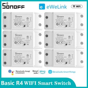 SONOFF Basic R4 WiFi DIY อินเตอร์รัปเตอร์ สวิตช์อัจฉริยะ รีโมทคอนโทรล บ้านอัจฉริยะ ควบคุมผ่านแอป eWeLink ทำงานร่วมกับ Alexa Google Home